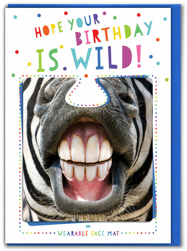 Wild Zebra Wearable Face Mat Greeting Card