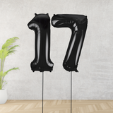 Large Black Age 17 Number Balloons