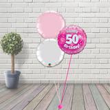 Age 50 Pink Holographic Birthday Balloon Cluster