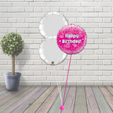 Pink Happy Birthday Balloon Cluster