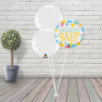 Welcome Baby White Balloon Cluster