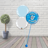 6th Birthday Blue Balloon Cluster