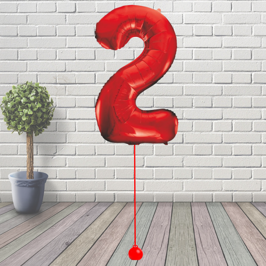 Two 2 Red Number 2 Red Balloon
