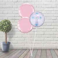 Christening, Confirmation or Communion Pink Balloon Cluster