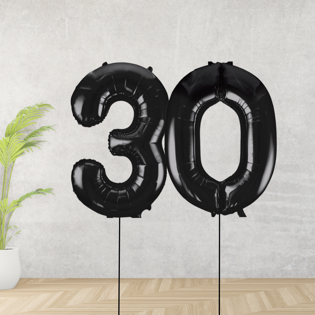 Black Age 30 Number Balloons | The Wow Shop