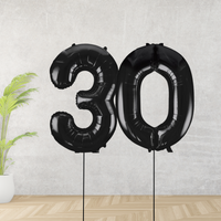 Black Age 30 Number Balloons