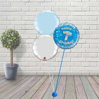 7th Birthday Blue Balloon Cluster