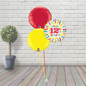 12th Birthday Bright Balloon Cluster