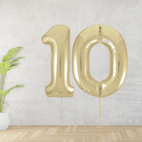 Large Gold Age 10 Number Balloons