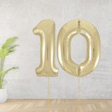 Large Gold Age 10 Number Balloons