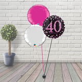 40th Black & Pink Balloon Cluster