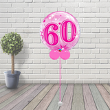 Age 60 Pink Starburst Sparkle Bubble Balloon