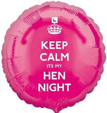 18" Keep Calm Hen Night Foil Balloon