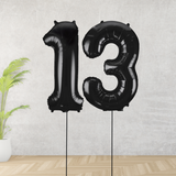 Large Black Age 13 Number Balloons