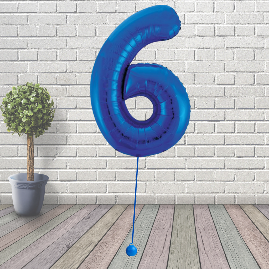 Large Blue Number 6 Balloon