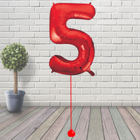 Large Red Number 5 Balloon