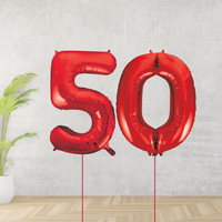 Red Age 50 Number Balloons