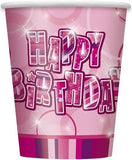 Happy Birthday Cups Pink x8
