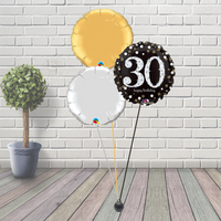 30th Black & Gold Balloon Cluster