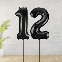Large Black Age 12 Number Balloons