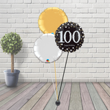 100th Black & Gold Balloon Cluster