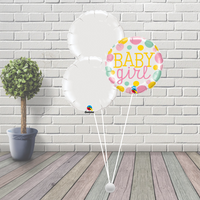 Baby Girl White Balloon Cluster