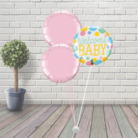 Welcome Baby Pink Balloon Cluster