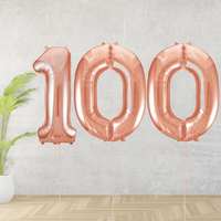 Rose Gold Age 100 Number Balloons