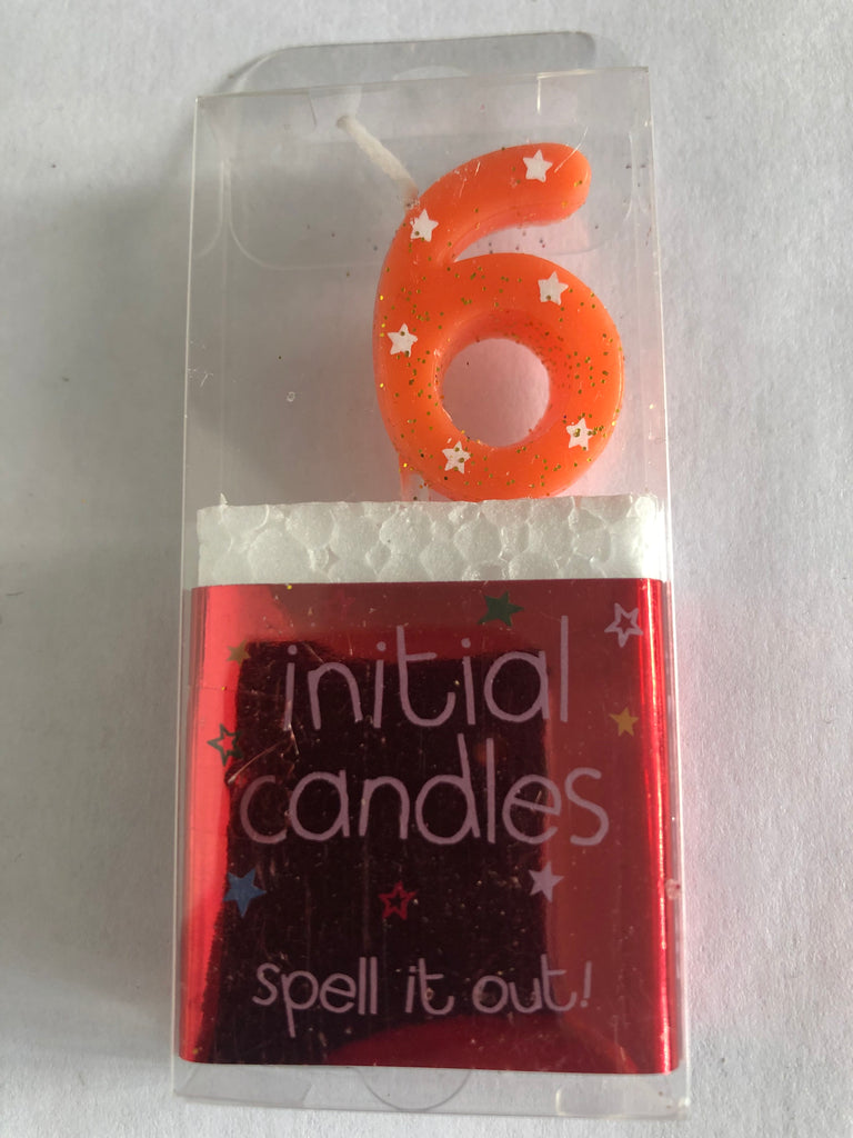 Mini Number 6 Candle - Orange