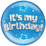 Giant It's My Birthday Blue Holographic Party Badge