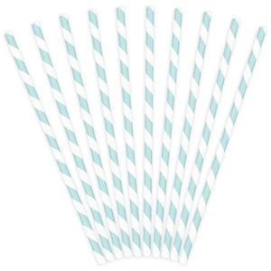 Light Blue Striped Paper Straws (Pack of 10)