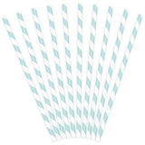 Light Blue Striped Paper Straws (Pack of 10)