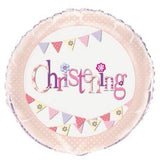 18" Christening Pink Bunting Foil Balloon