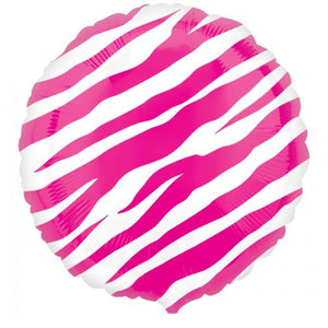 18" Pink & White Zebra Print Foil Balloon