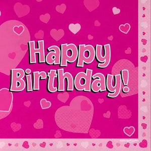 Pink Happy Birthday 2ply Luncheon Napkins