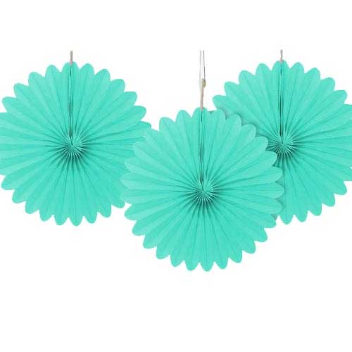 6" Powder Blue Tissue Paper Fans (Pack of 3)