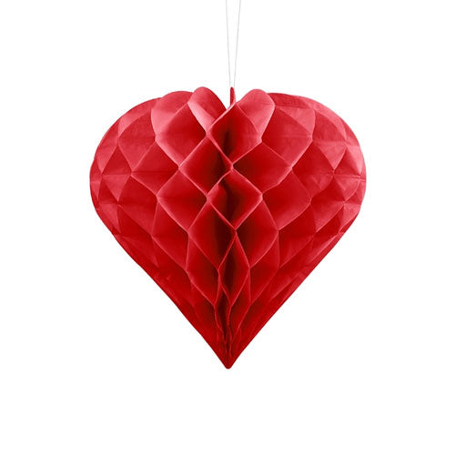 Red Honeycomb Tissue Paper Heart (20cm)