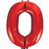 Large Red Number 0 Balloon By Unique
