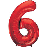 Large Red Number 6 Balloon By Unique