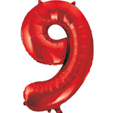 Large Red Number 9 Balloon By Unique