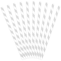 Silver Striped Paper Straws (Pack of 10)