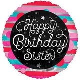 18" Happy Birthday Sister Stars Foil Balloon