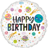 18" Smiling Galaxy Happy Birthday Foil Balloon