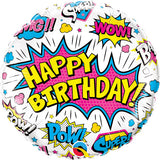 18" Birthday Super Hero White Foil Balloon