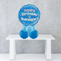 Teenager Blue Holographic Foil Balloon Centrepiece